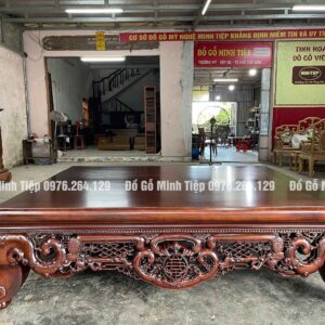 Sập ngũ phúc gỗ gụ đục chạm tứ diện