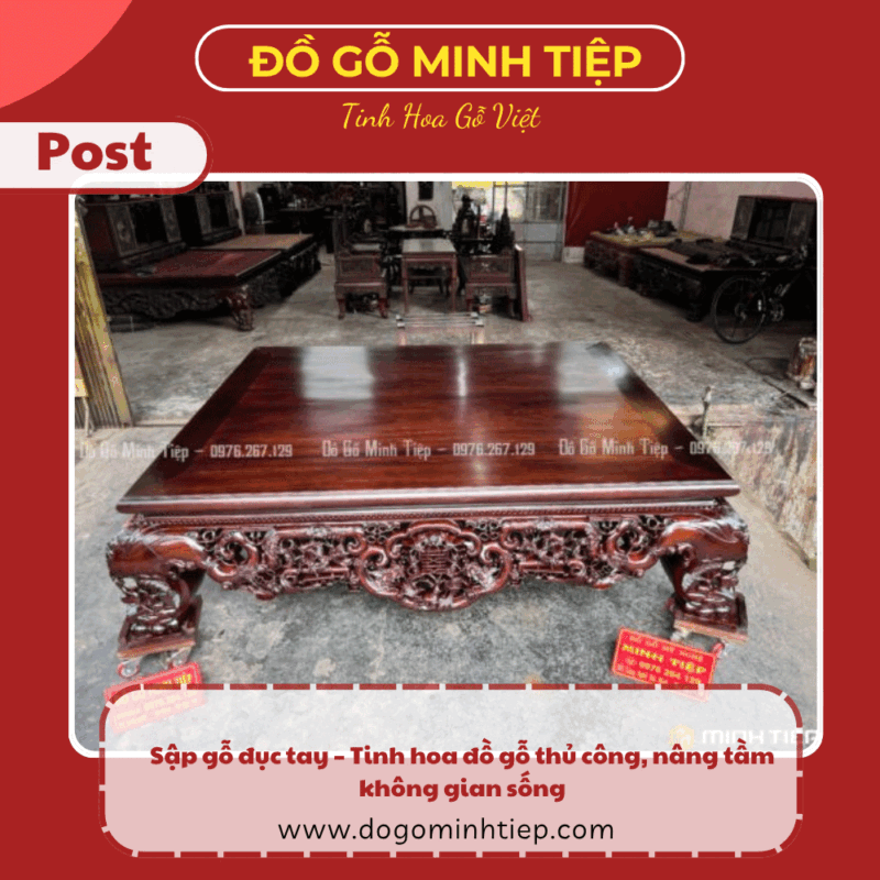 sập gỗ đục tay